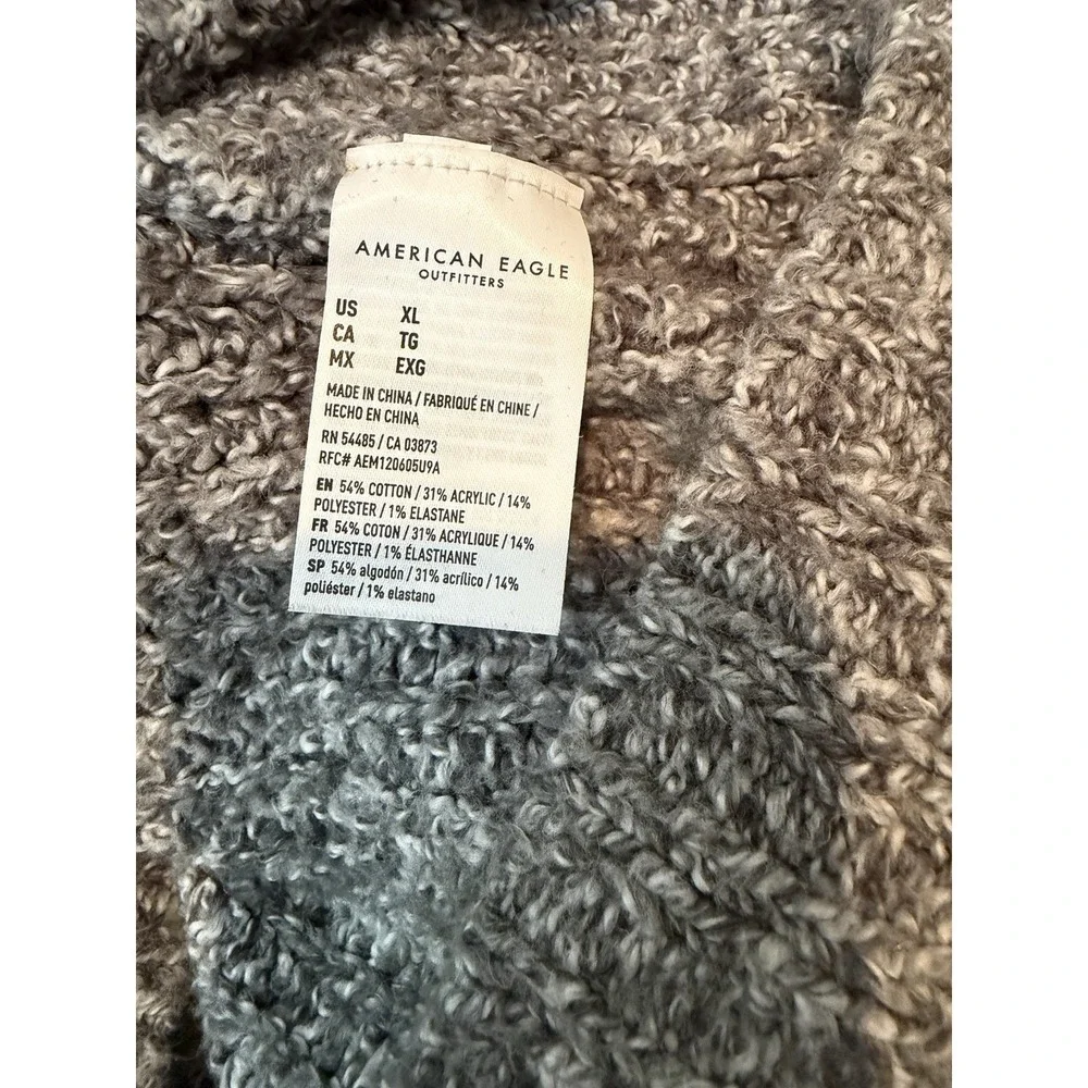 American Eagle Grey Marled Knit Oversized‎ Turtleneck Sweater XL Relaxed Fit